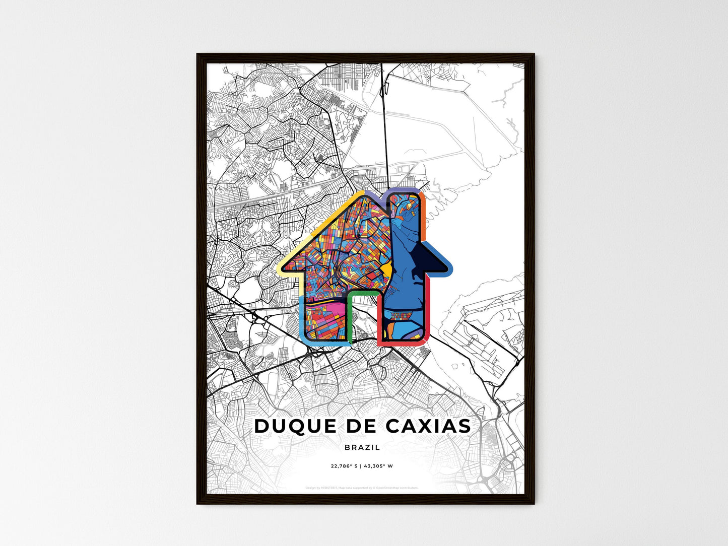 Duque De Caxias Brazil wedding art map with home icon