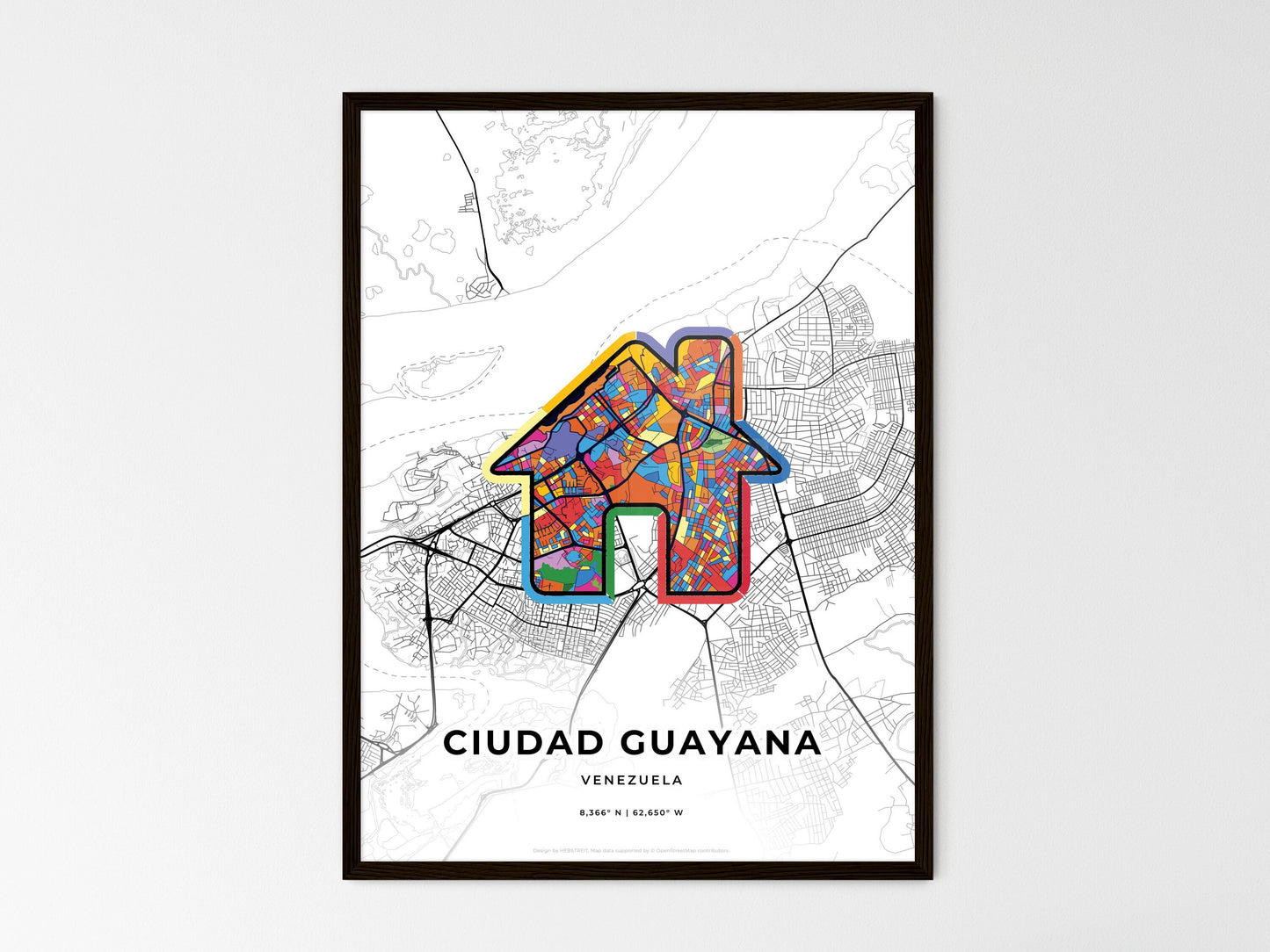 Ciudad Guayana Venezuela wedding art map with home icon