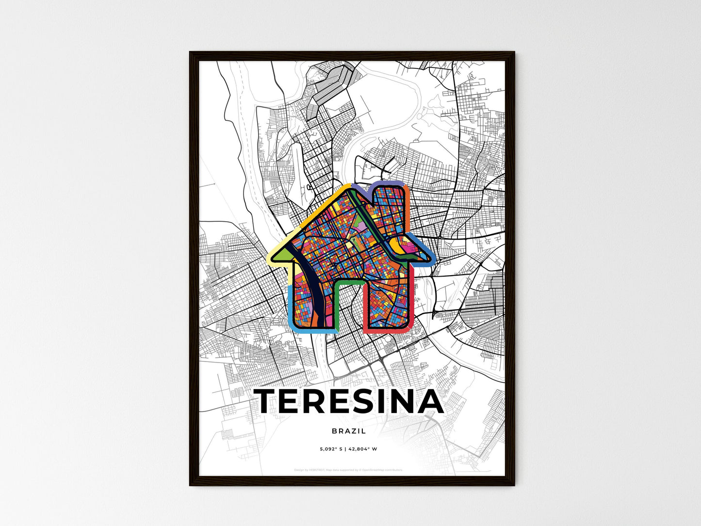 Teresina Brazil wedding art map with home icon