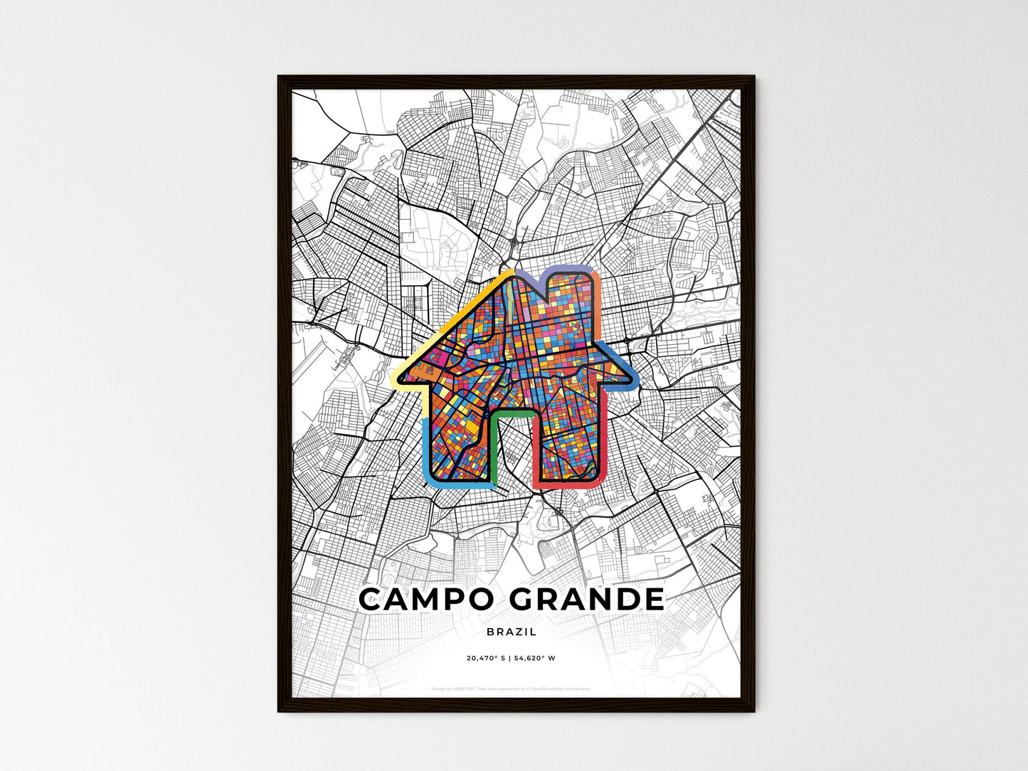 Campo Grande Brazil wedding art map with home icon