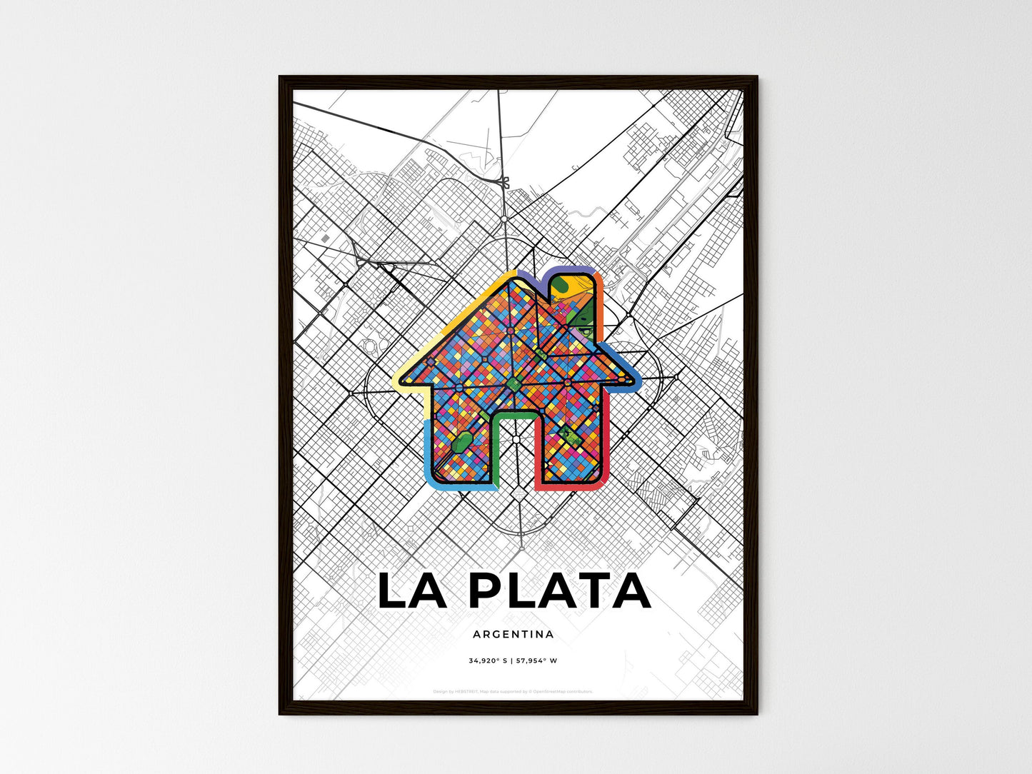 La Plata Argentina wedding art map with home icon