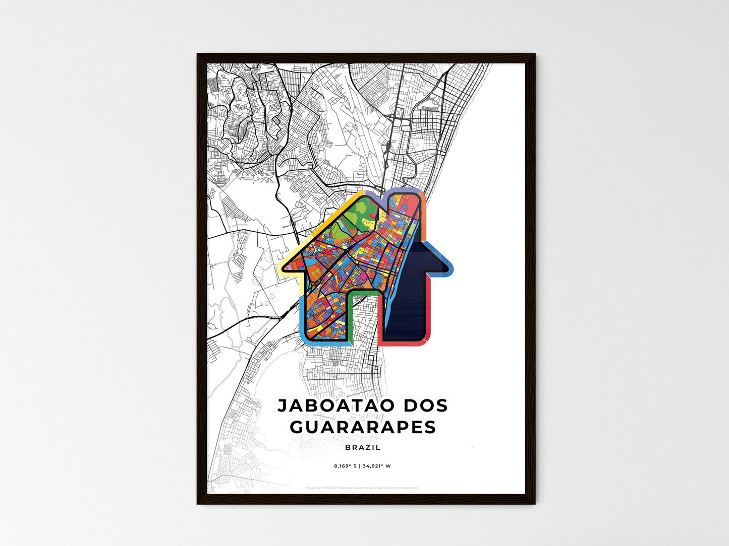 Jaboatao Dos Guararapes Brazil wedding art map with home icon