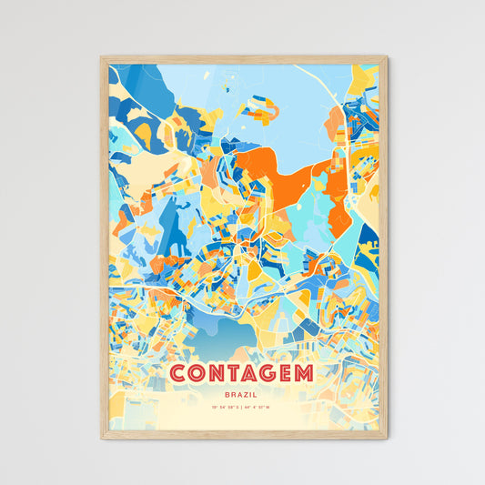 Colorful CONTAGEM BRAZIL Fine Art Map Blue Orange