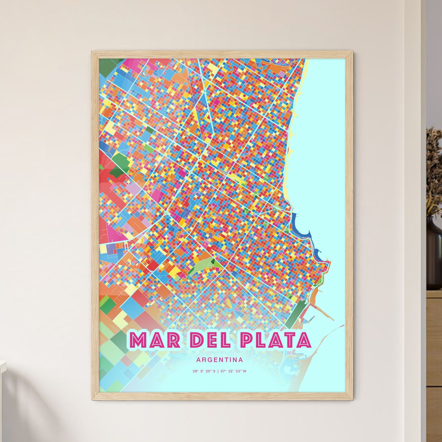 Colorful MAR DEL PLATA ARGENTINA Fine Art Map Crazy Colors
