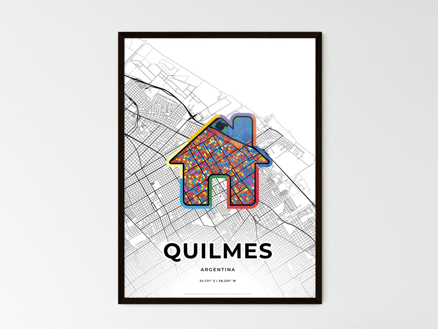 Quilmes Argentina wedding art map with home icon
