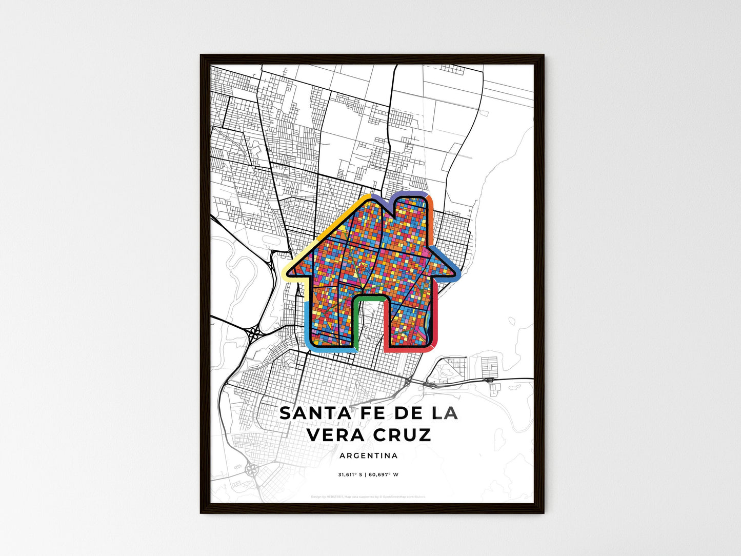 Santa Fe De La Vera Cruz Argentina wedding art map with home icon