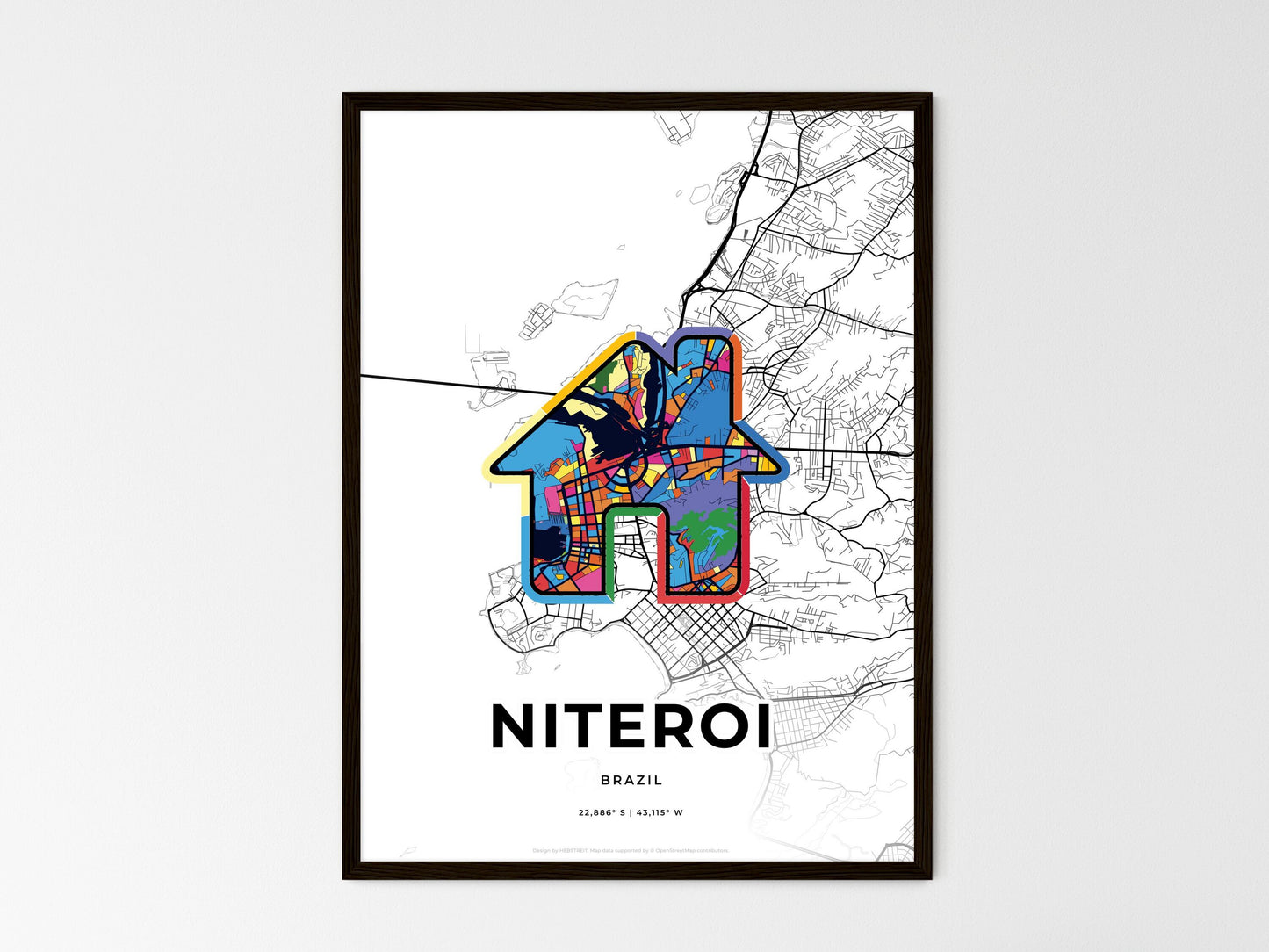 Niteroi Brazil wedding art map with home icon