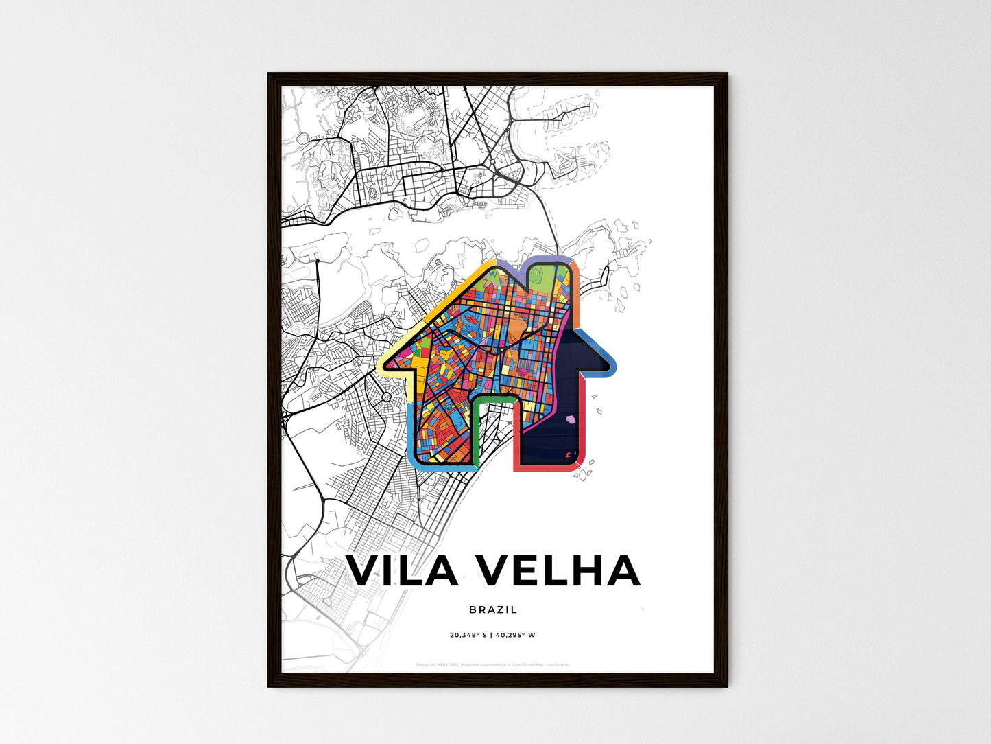 Vila Velha Brazil wedding art map with home icon