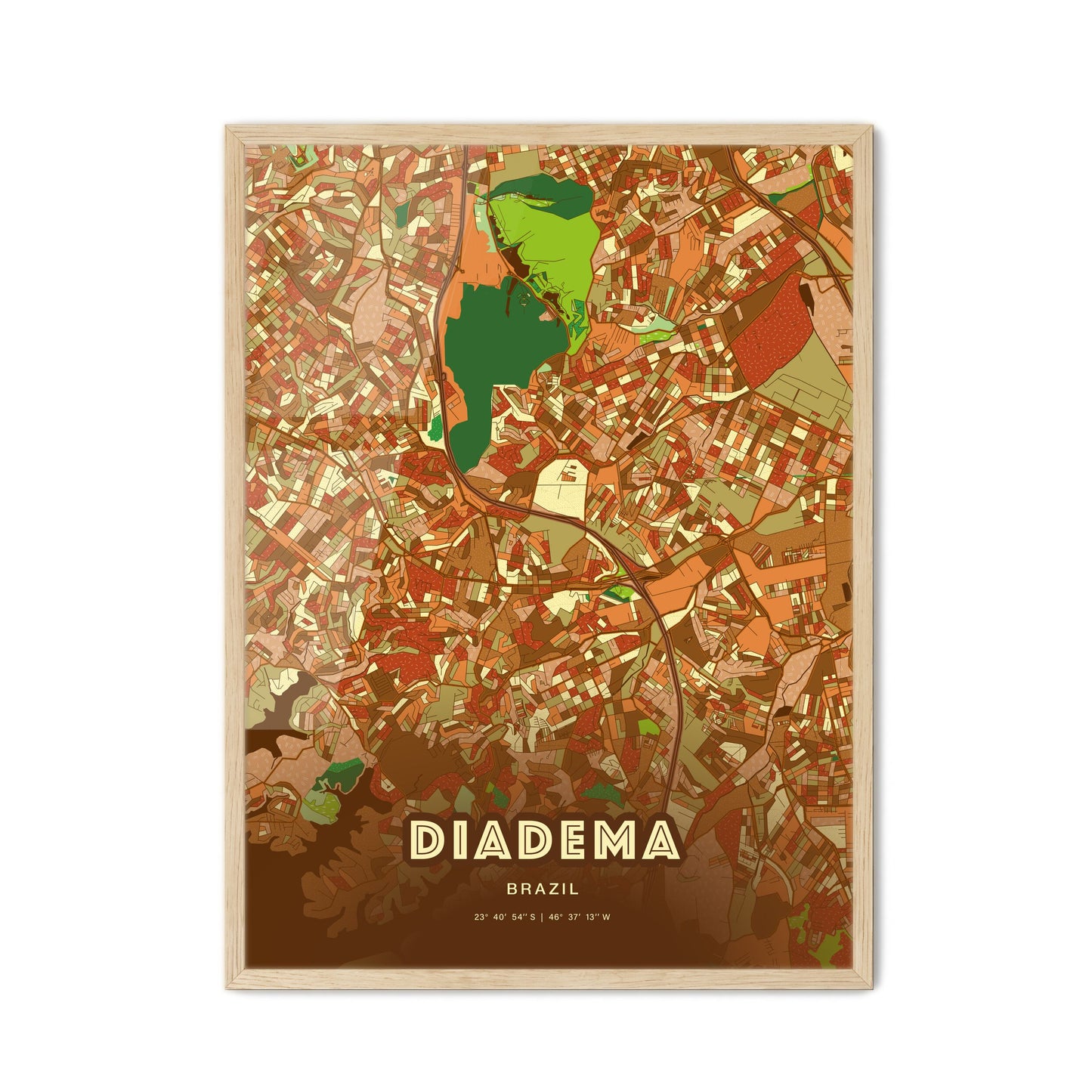 Colorful DIADEMA BRAZIL Fine Art Map Farmhouse