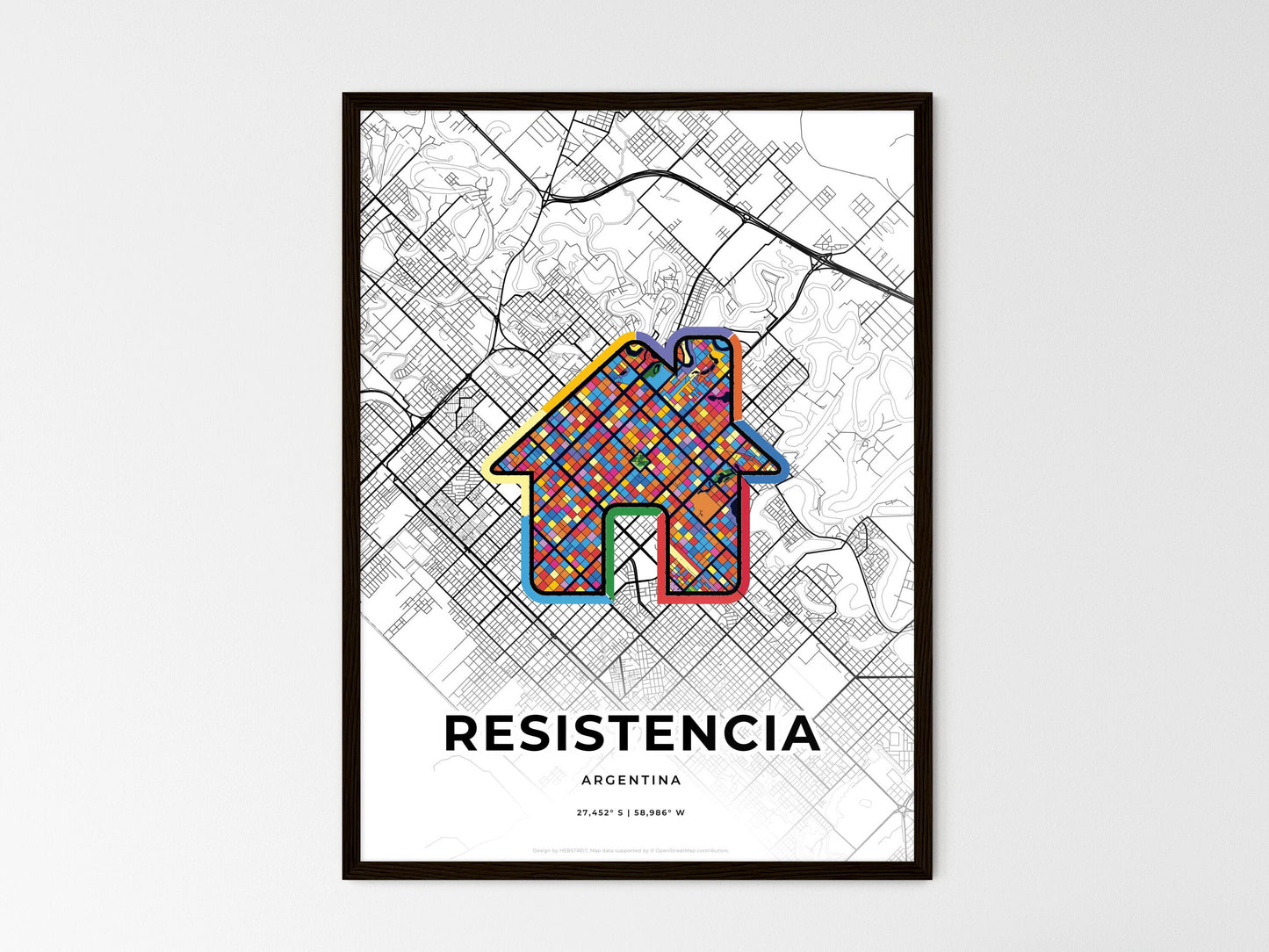 Resistencia Argentina wedding art map with home icon