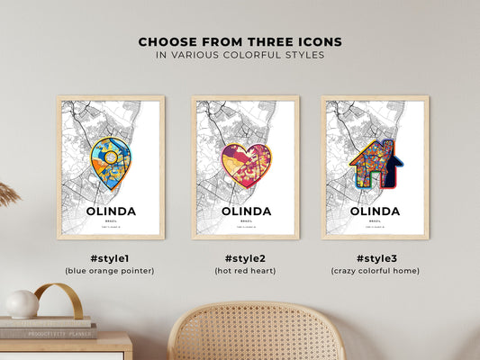 Olinda Brazil maps with colorful icons