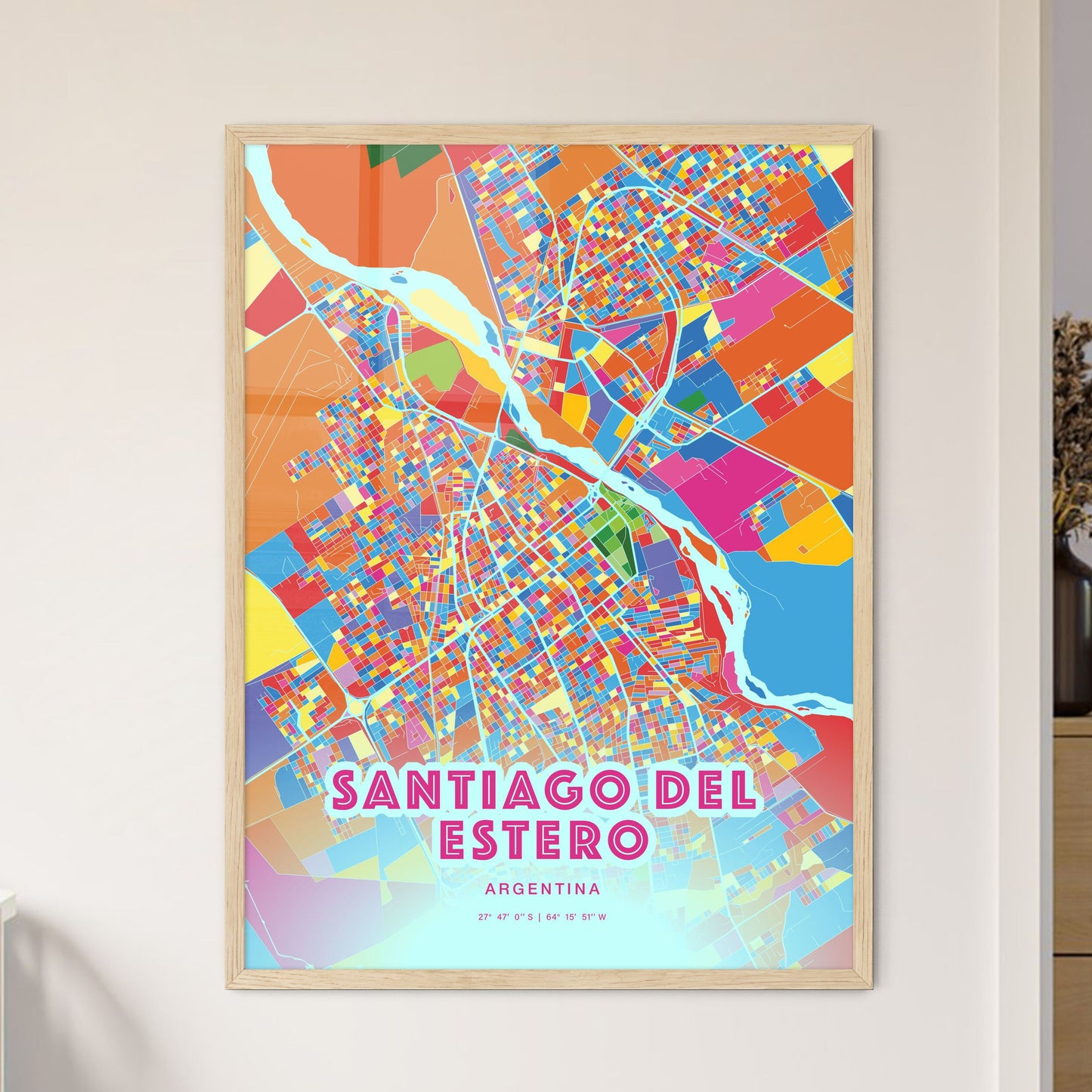 Colorful SANTIAGO DEL ESTERO ARGENTINA Fine Art Map Crazy Colors