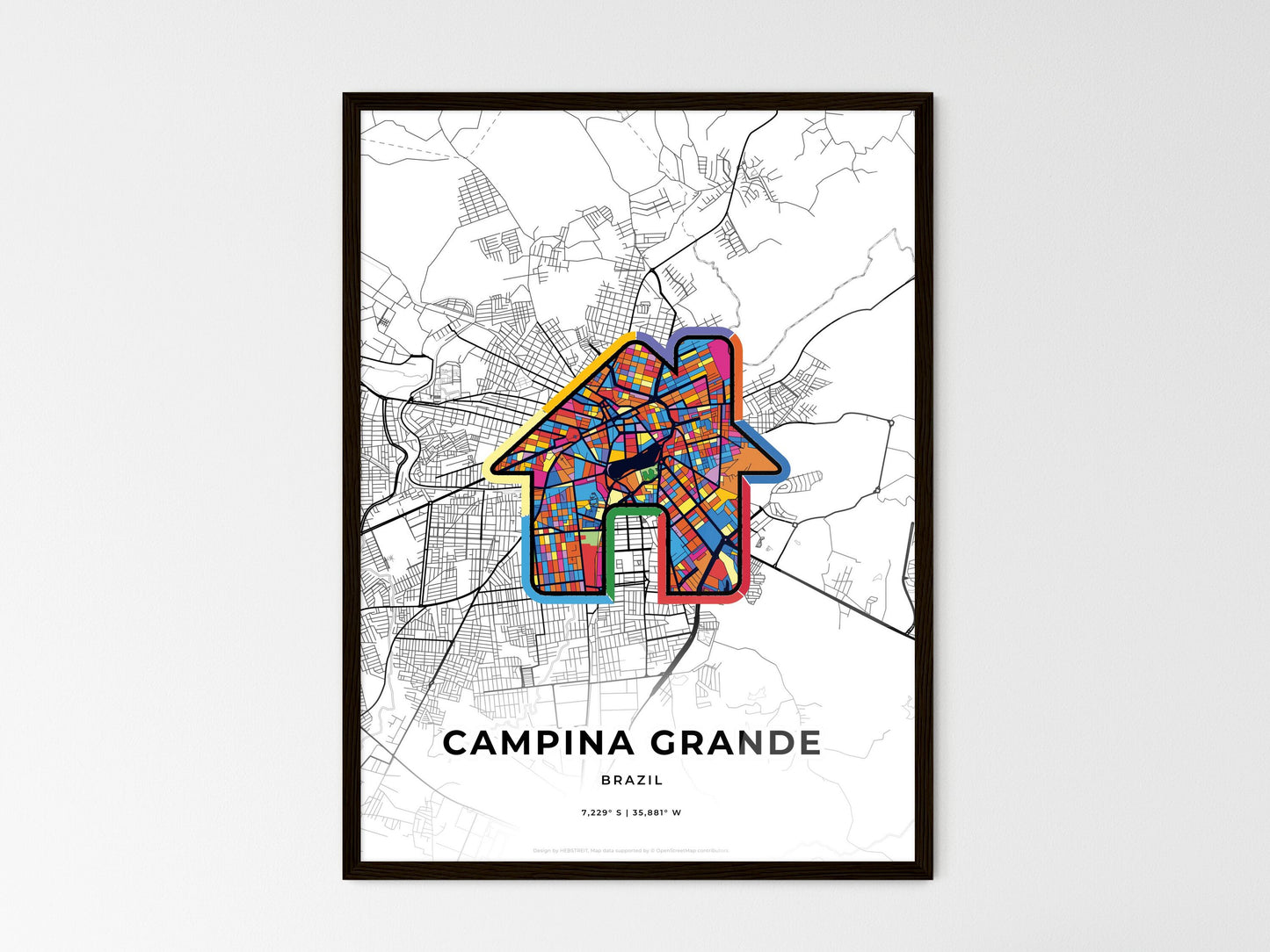 Campina Grande Brazil wedding art map with home icon