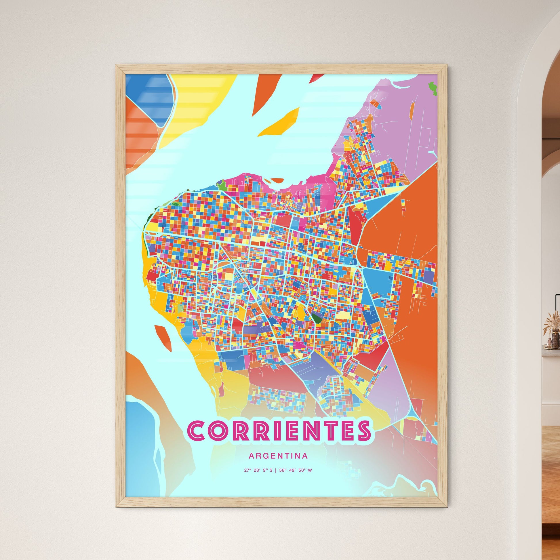 Colorful CORRIENTES ARGENTINA Fine Art Map Crazy Colors