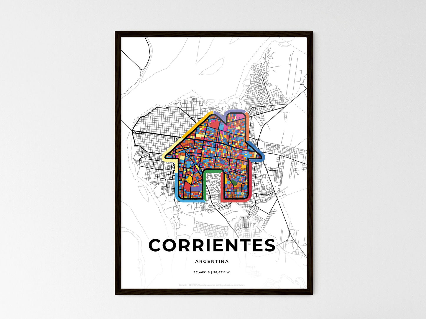 Corrientes Argentina wedding art map with home icon