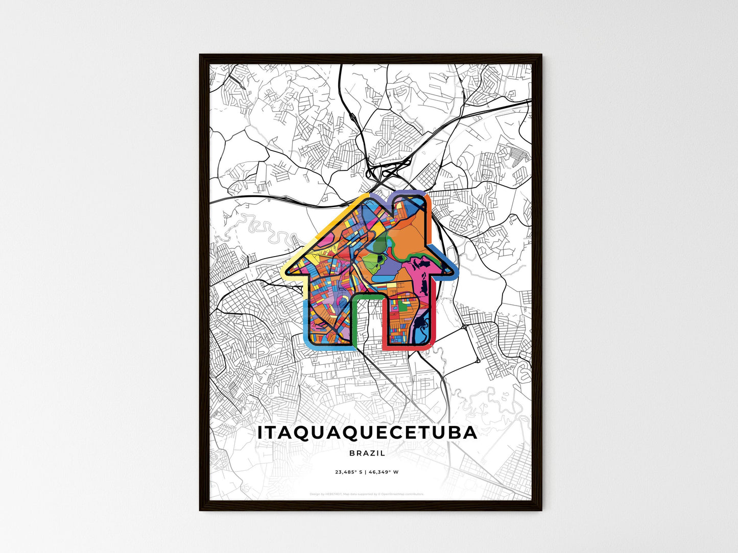 Itaquaquecetuba Brazil wedding art map with home icon