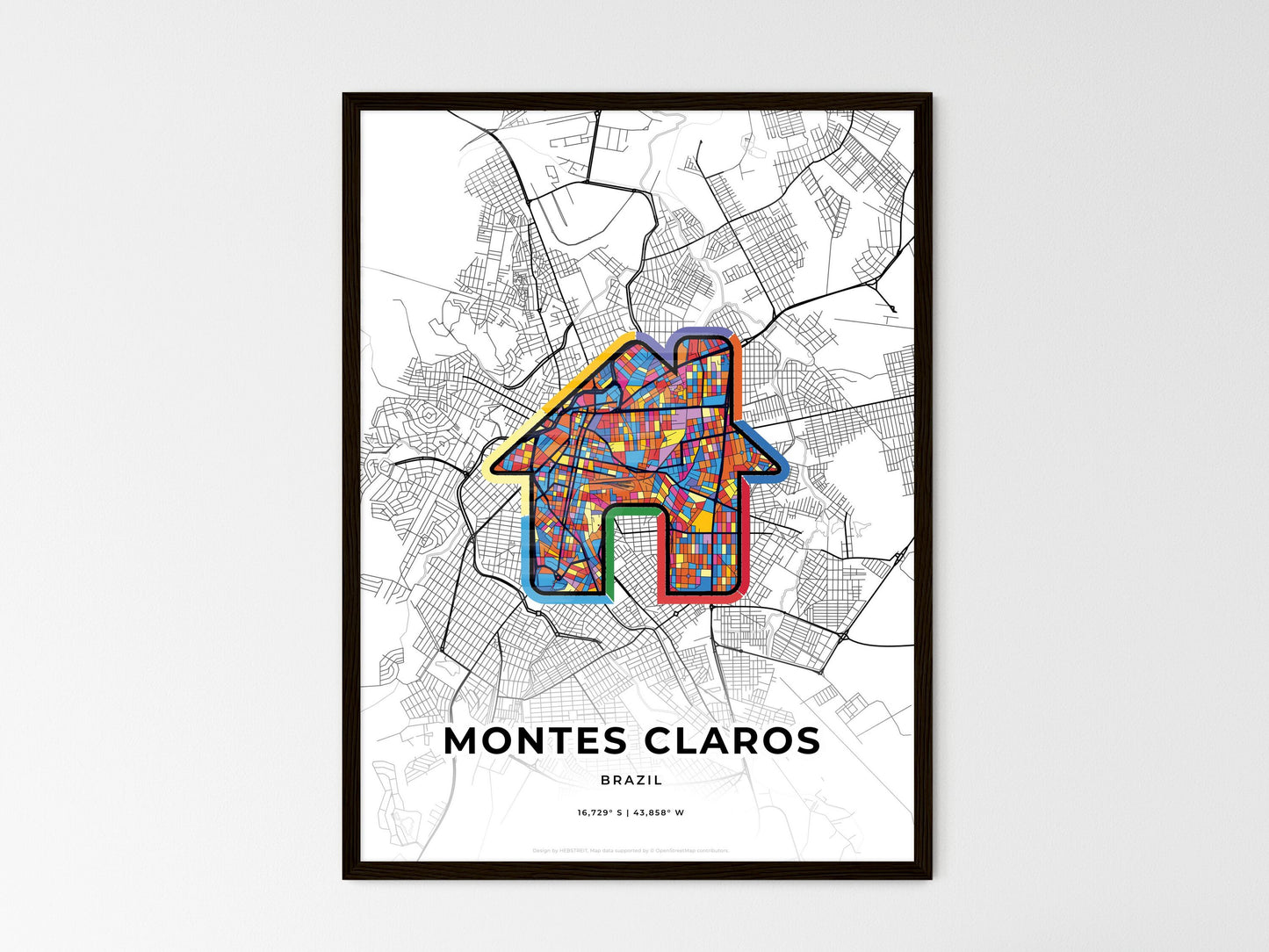 Montes Claros Brazil wedding art map with home icon