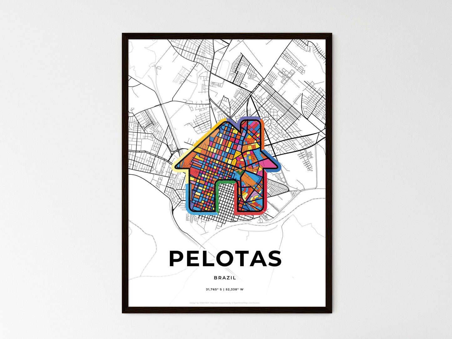 Pelotas Brazil wedding art map with home icon