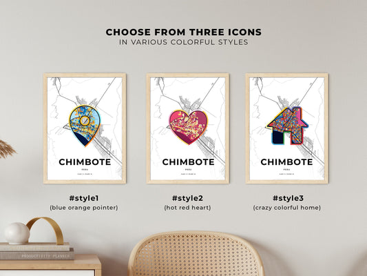 Chimbote Peru maps with colorful icons