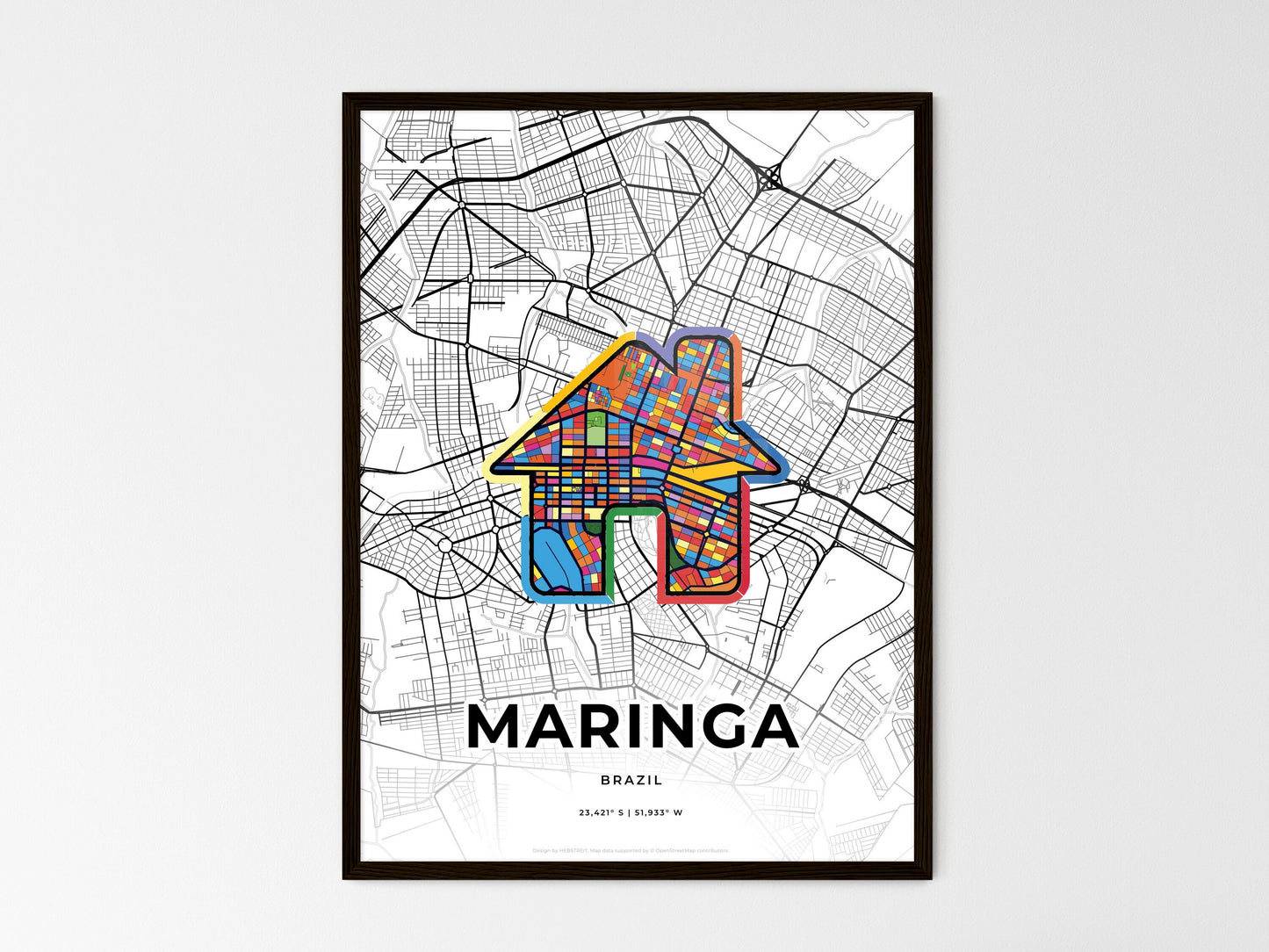 Maringa Brazil wedding art map with home icon