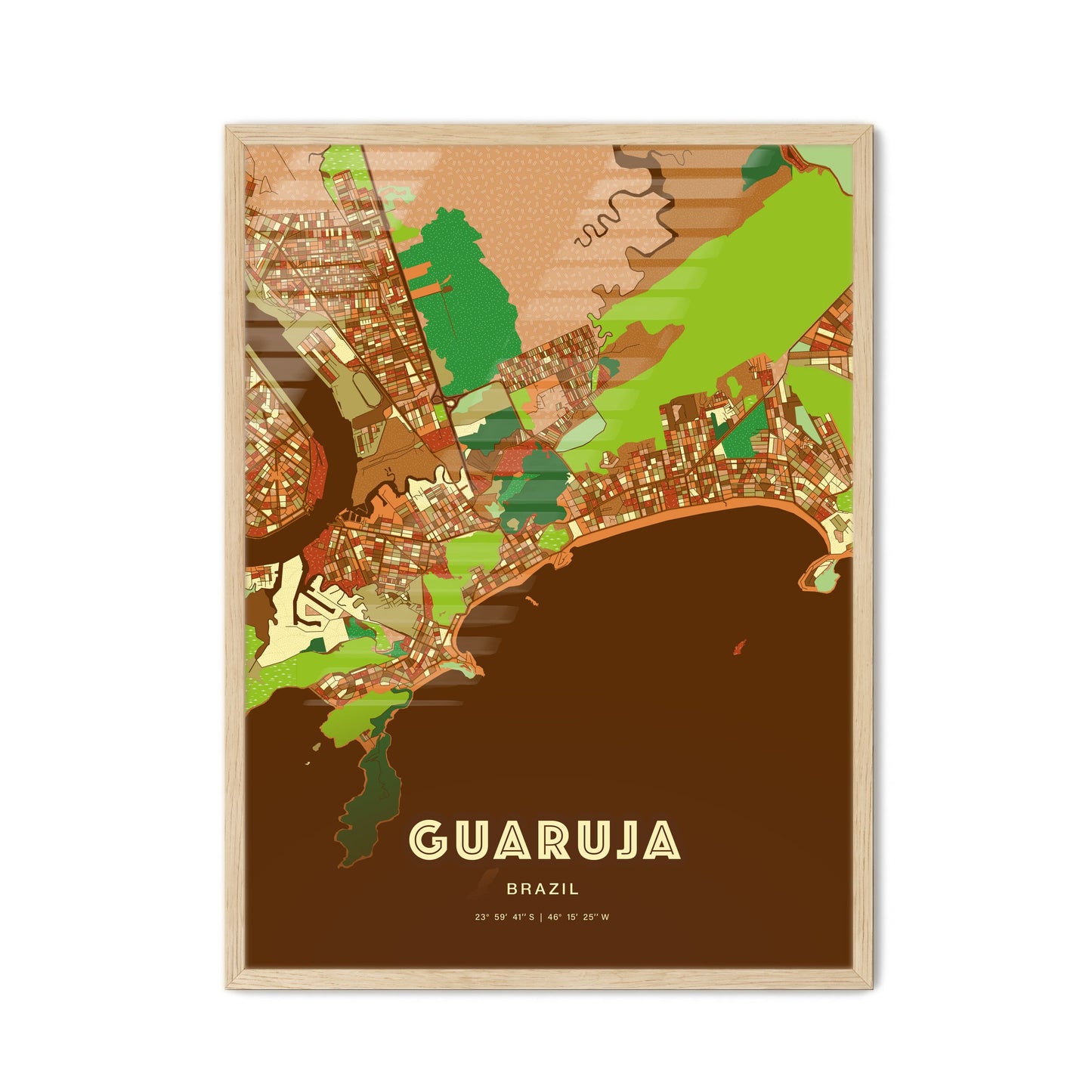 Colorful GUARUJA BRAZIL Fine Art Map Farmhouse