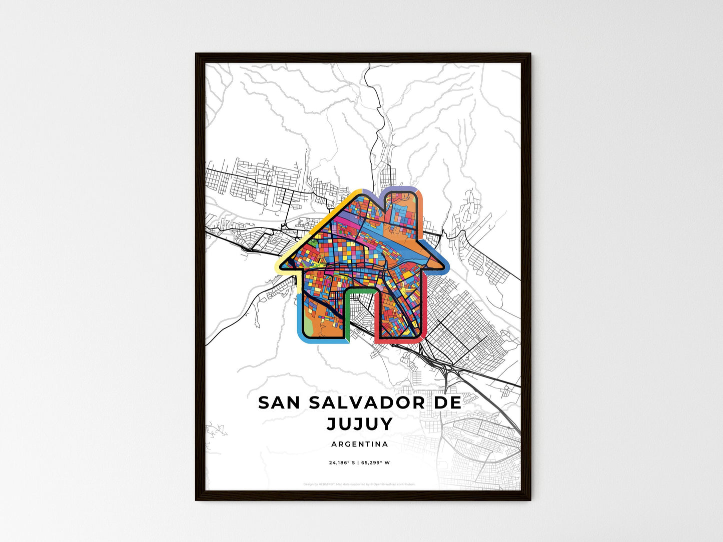 San Salvador De Jujuy Argentina wedding art map with home icon