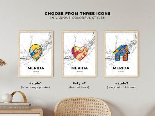 Merida Venezuela maps with colorful icons