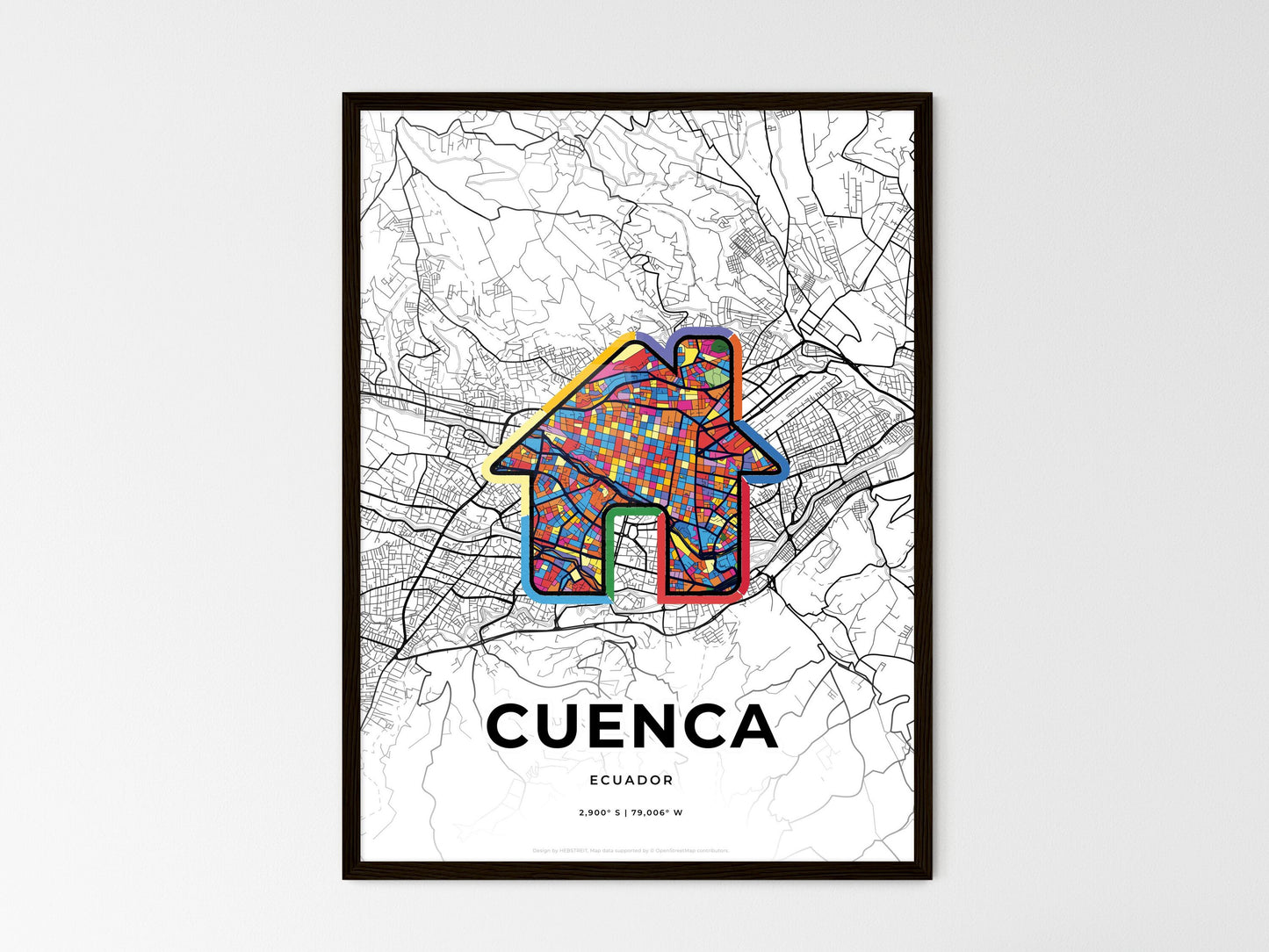 Cuenca Ecuador wedding art map with home icon