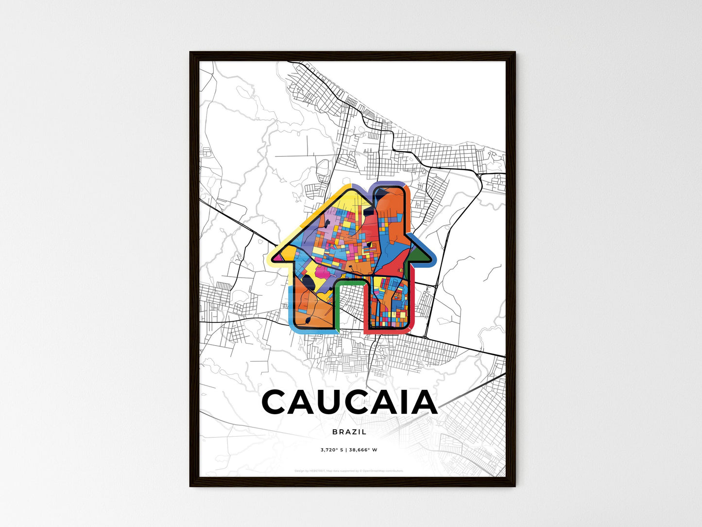 Caucaia Brazil wedding art map with home icon