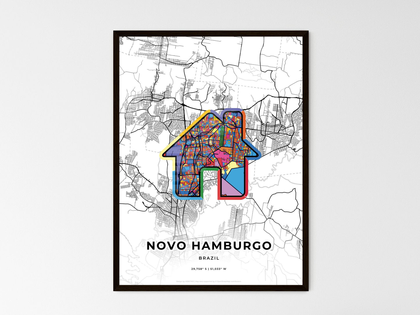 Novo Hamburgo Brazil wedding art map with home icon