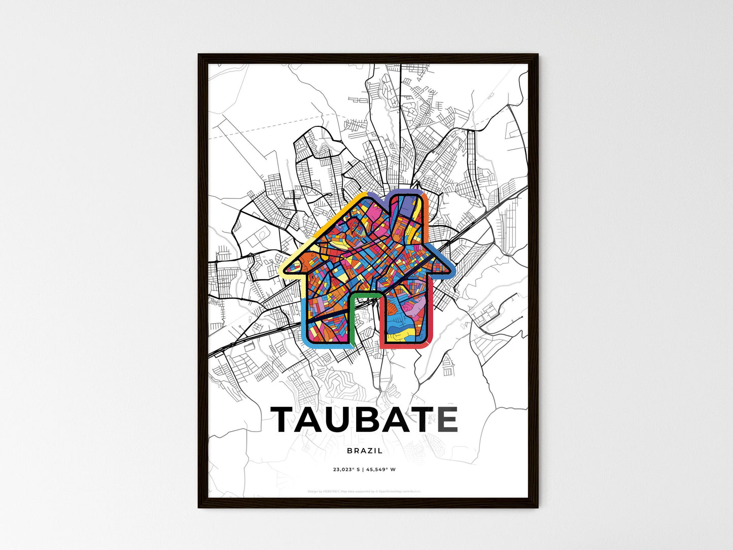 Taubate Brazil wedding art map with home icon