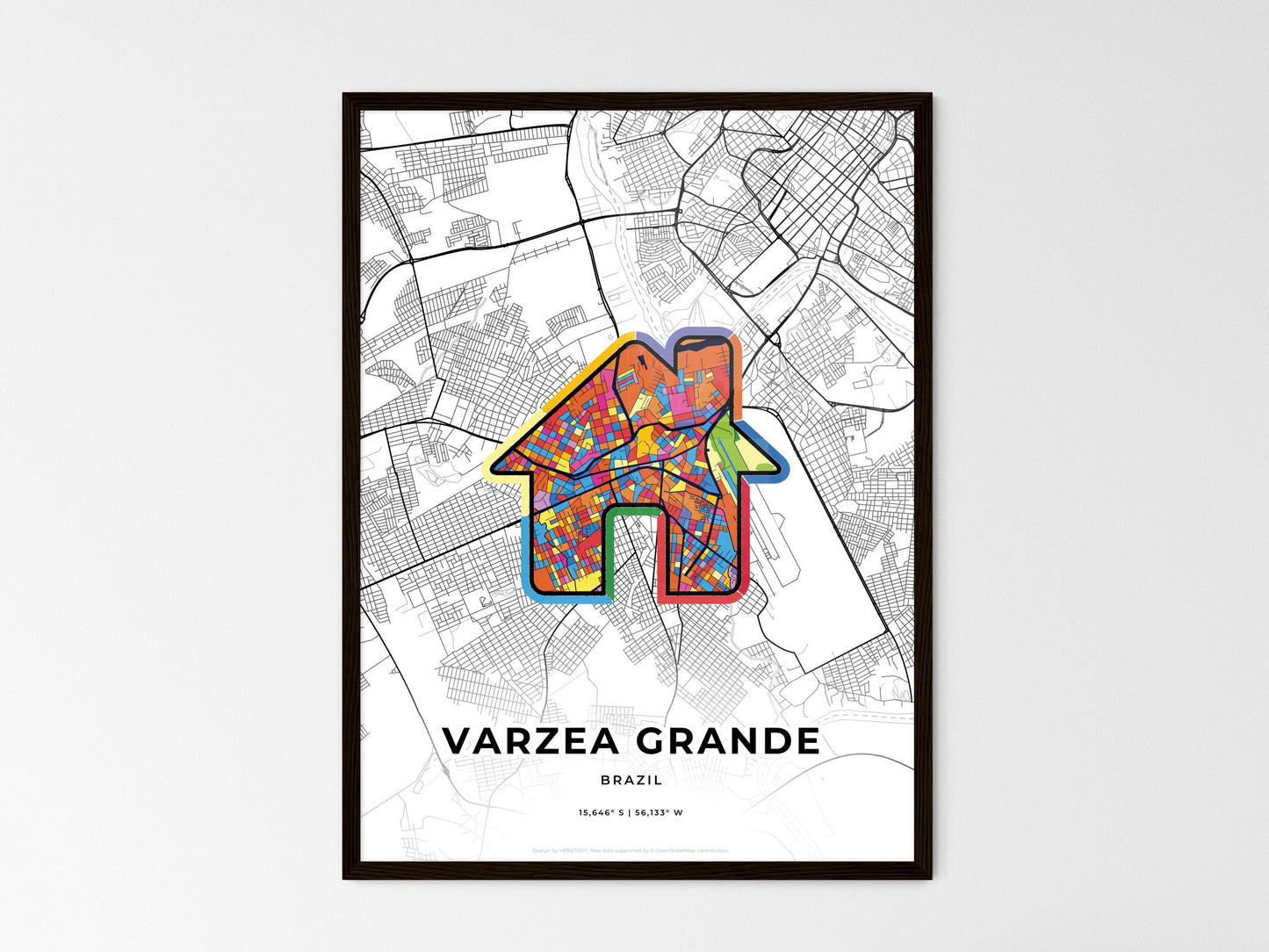Varzea Grande Brazil wedding art map with home icon