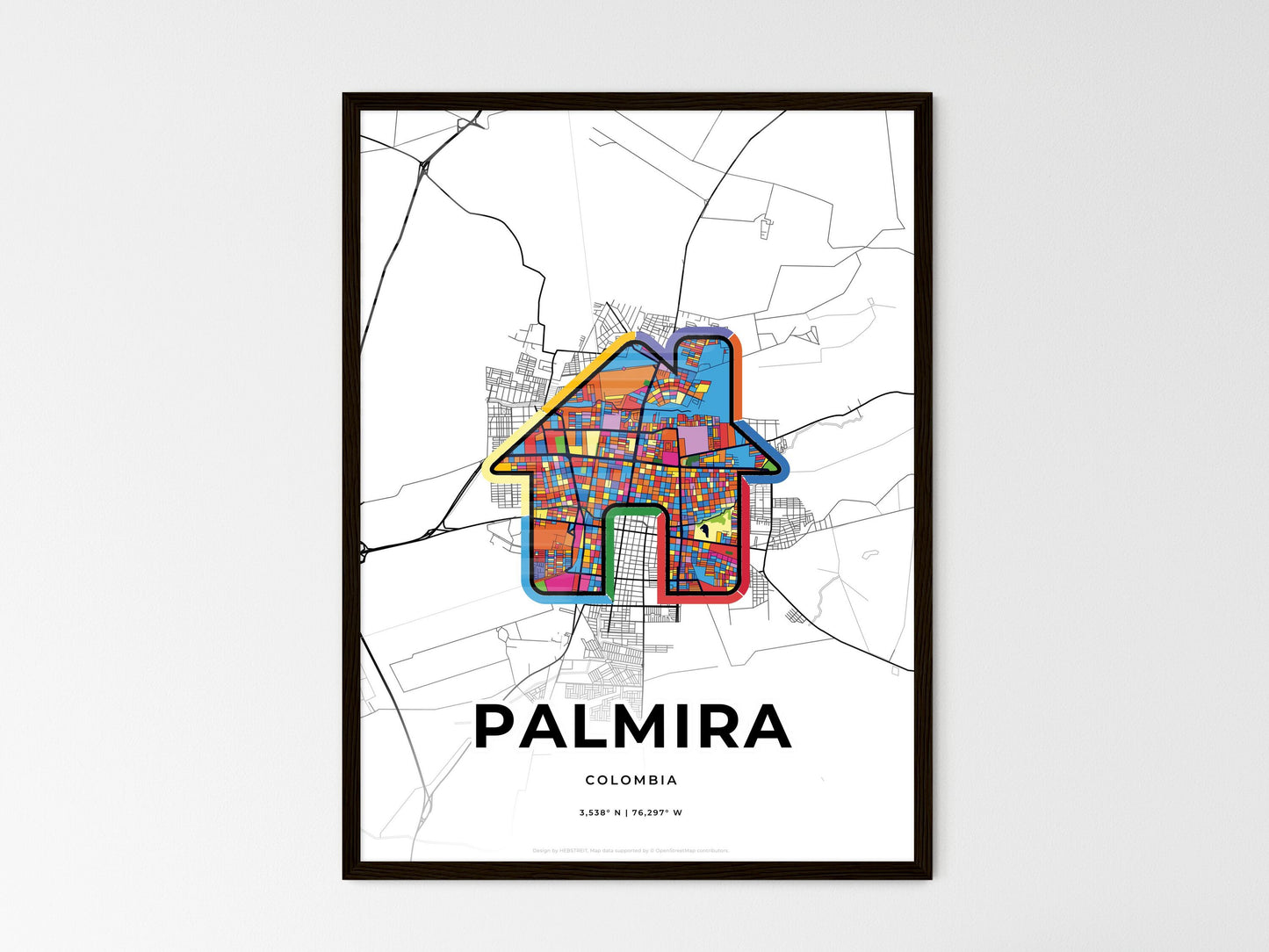 Palmira Colombia wedding art map with home icon