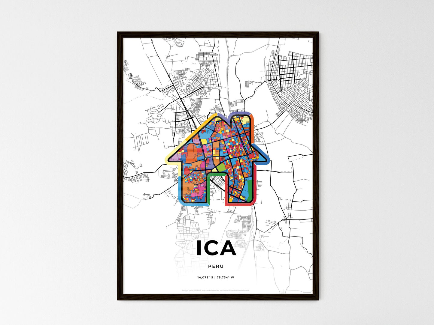 Ica Peru wedding art map with home icon