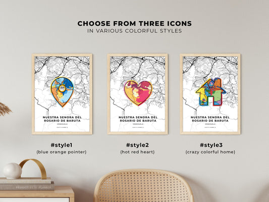 Nuestra Senora Del Rosario De Baruta Venezuela maps with colorful icons