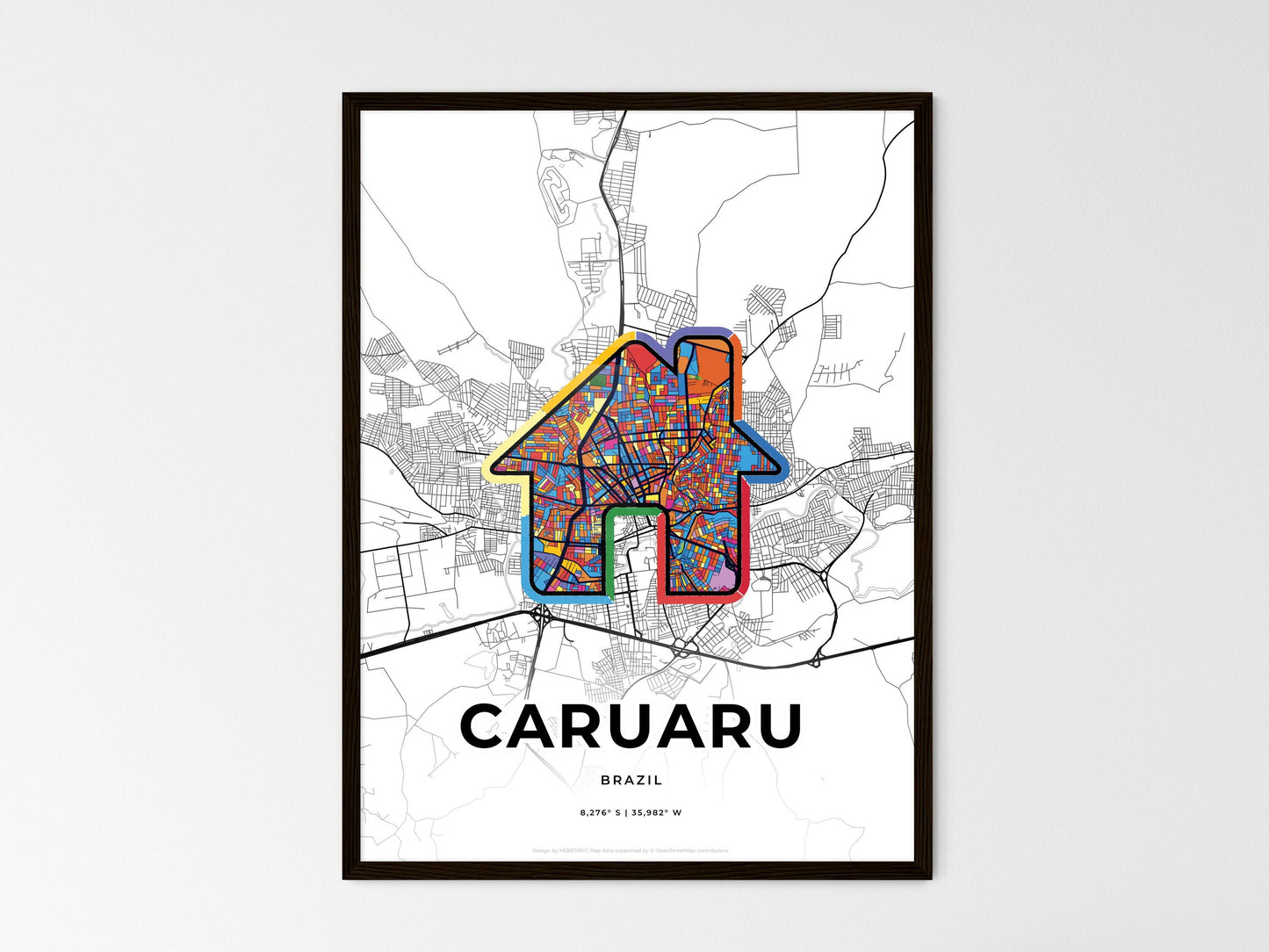 Caruaru Brazil wedding art map with home icon