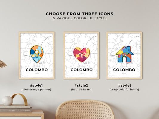 Colombo Brazil maps with colorful icons