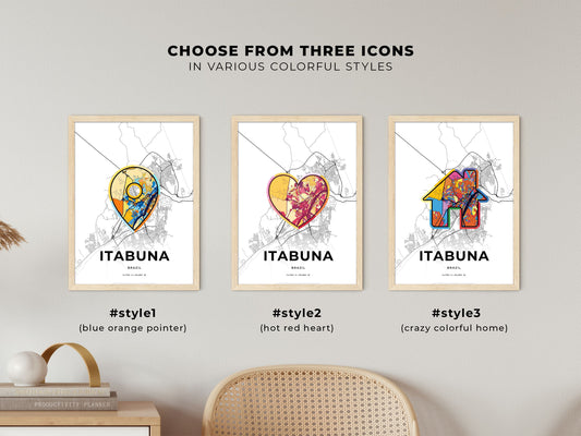 Itabuna Brazil maps with colorful icons