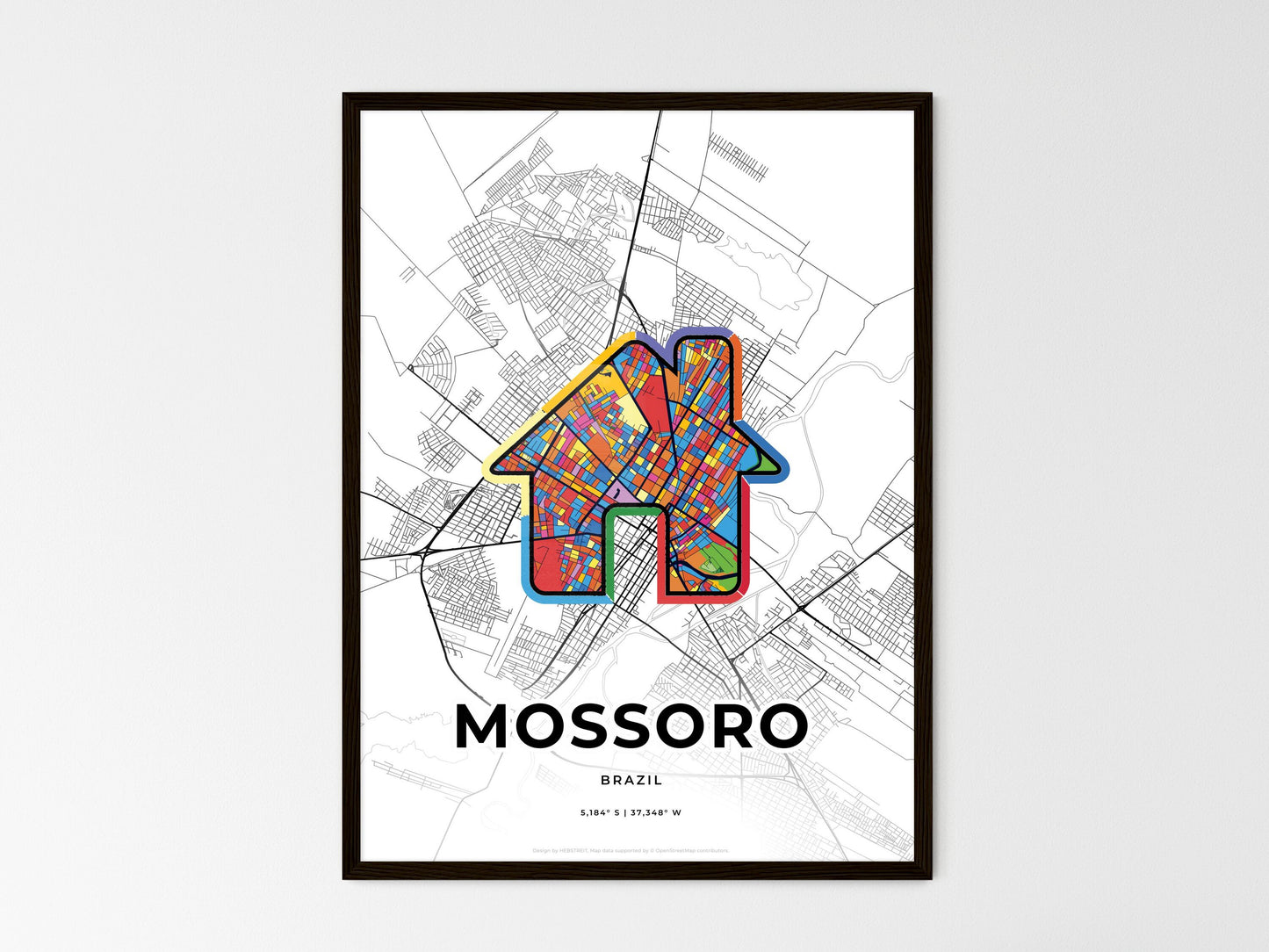 Mossoro Brazil wedding art map with home icon