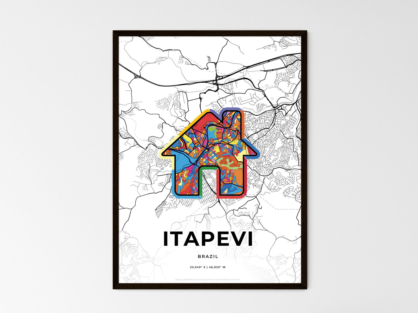 Itapevi Brazil wedding art map with home icon