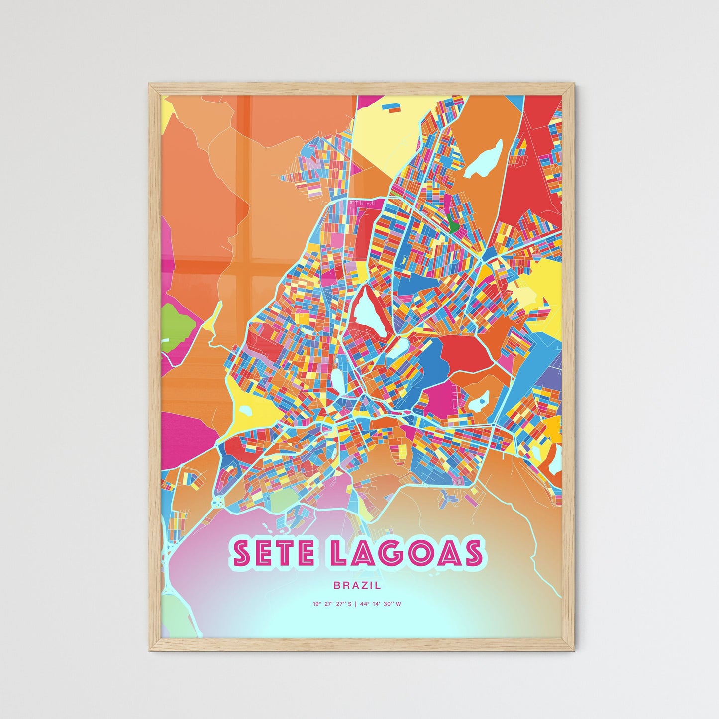 Colorful SETE LAGOAS BRAZIL Fine Art Map Crazy Colors