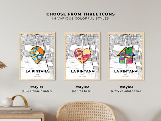 La Pintana Chile maps with colorful icons
