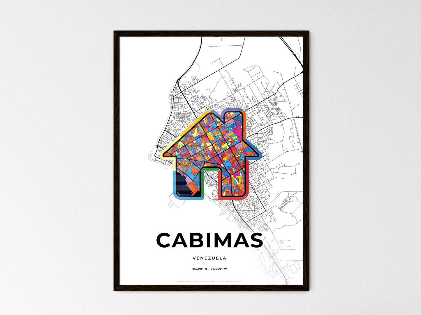 Cabimas Venezuela wedding art map with home icon