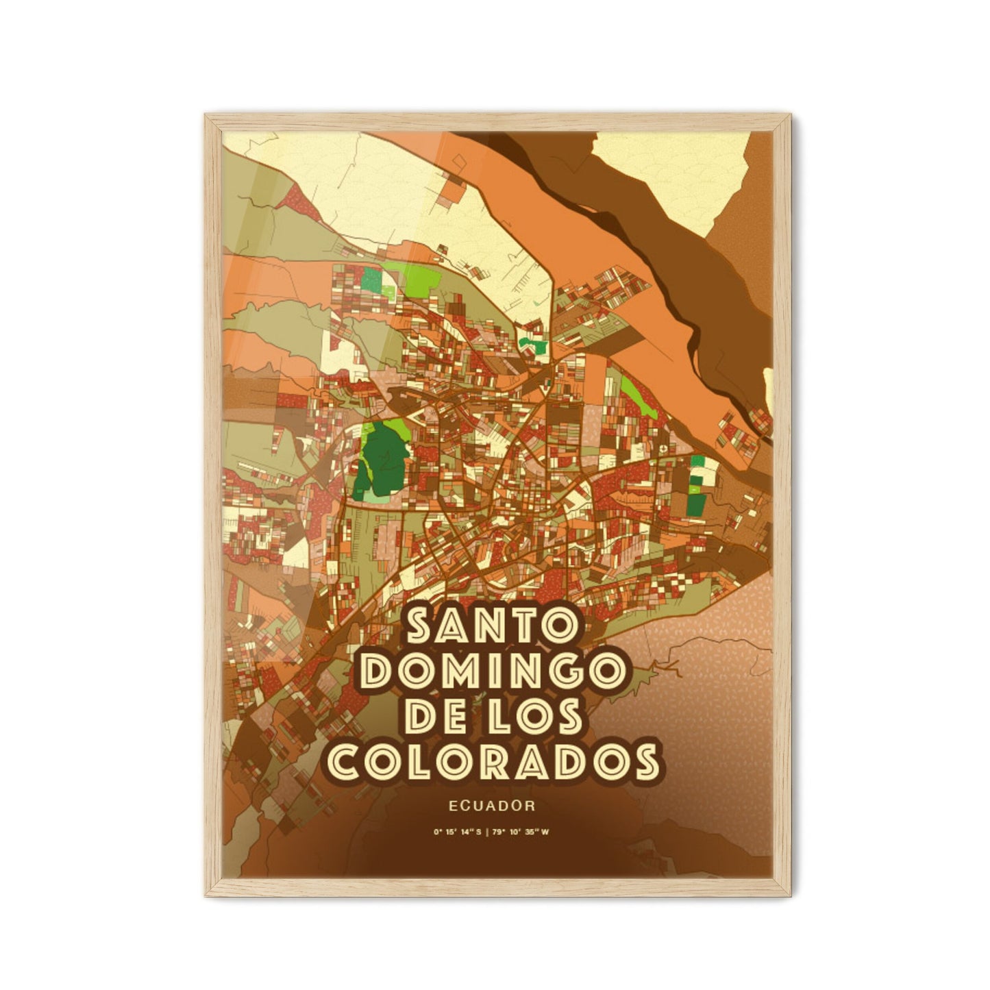 Colorful SANTO DOMINGO DE LOS COLORADOS ECUADOR Fine Art Map Farmhouse