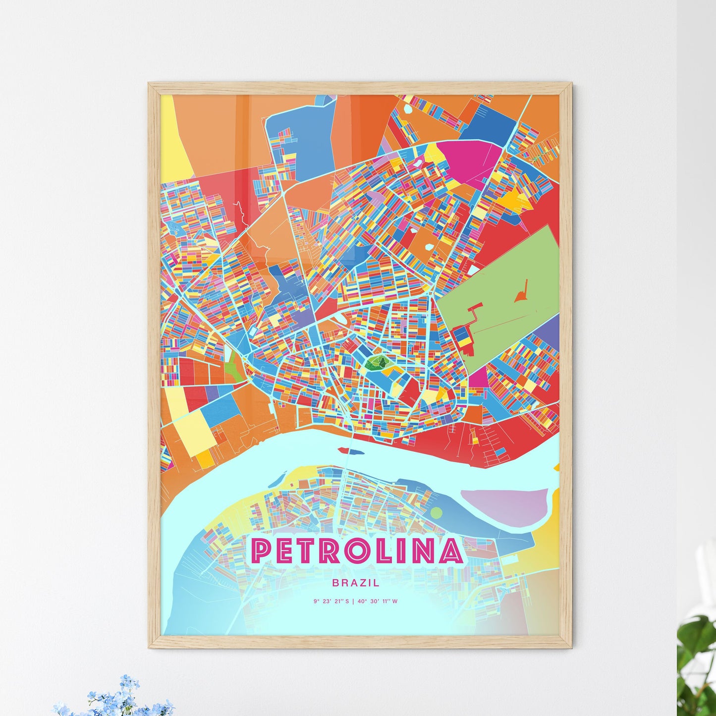 Colorful PETROLINA BRAZIL Fine Art Map Crazy Colors