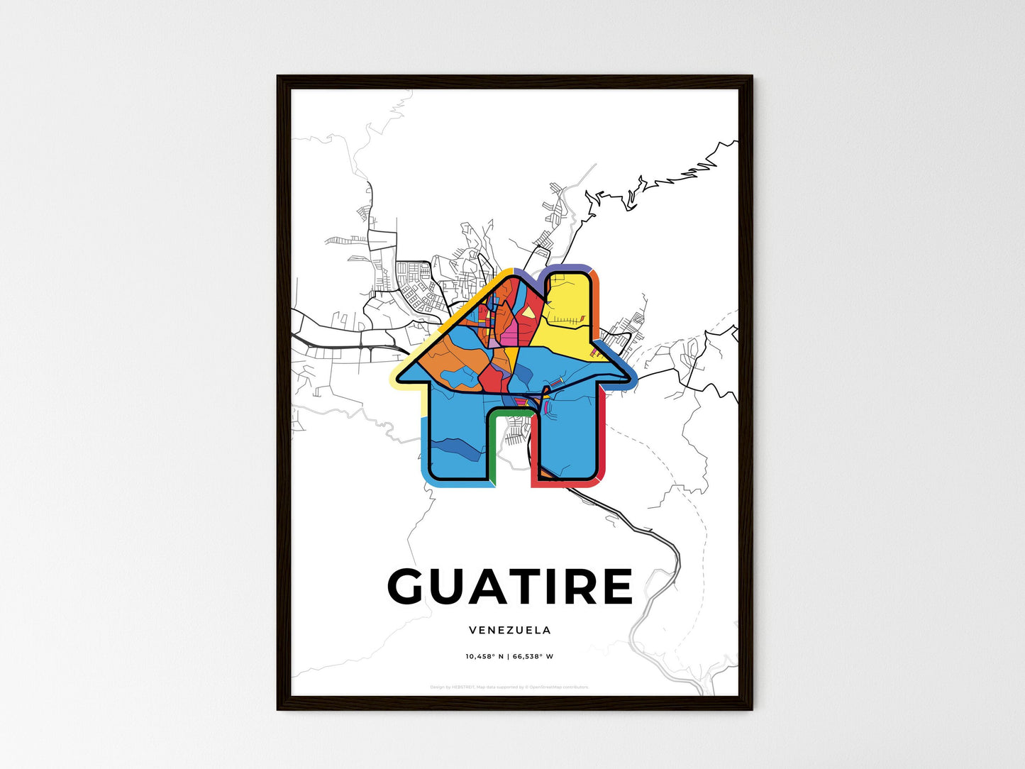 Guatire Venezuela wedding art map with home icon