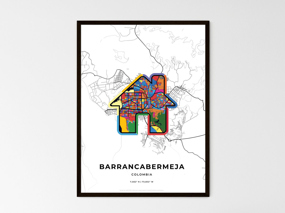 Barrancabermeja Colombia wedding art map with home icon