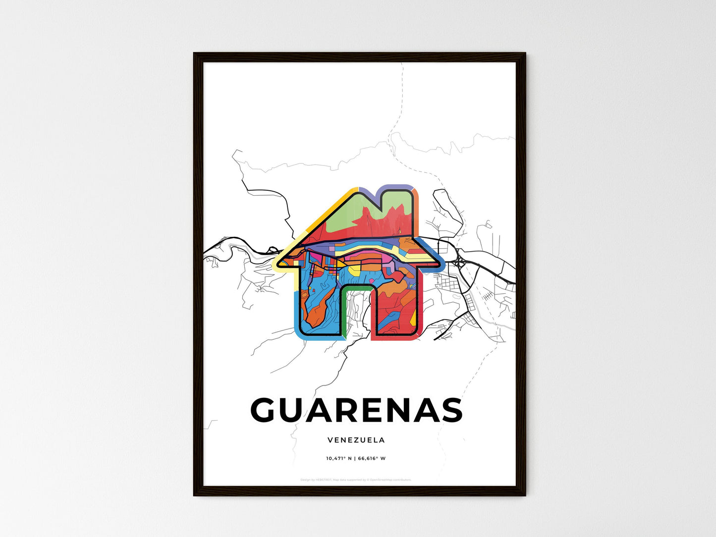 Guarenas Venezuela wedding art map with home icon