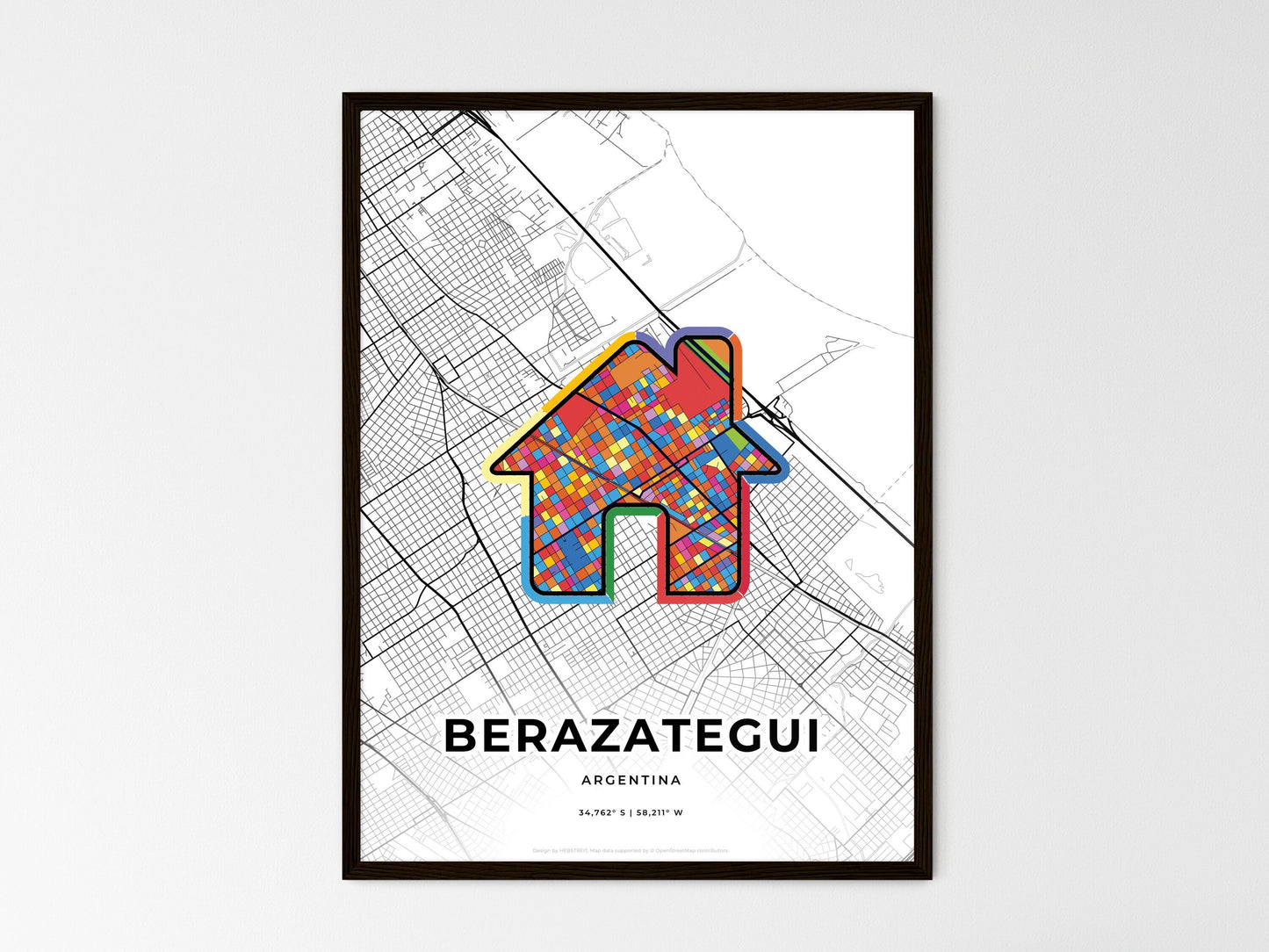 Berazategui Argentina wedding art map with home icon