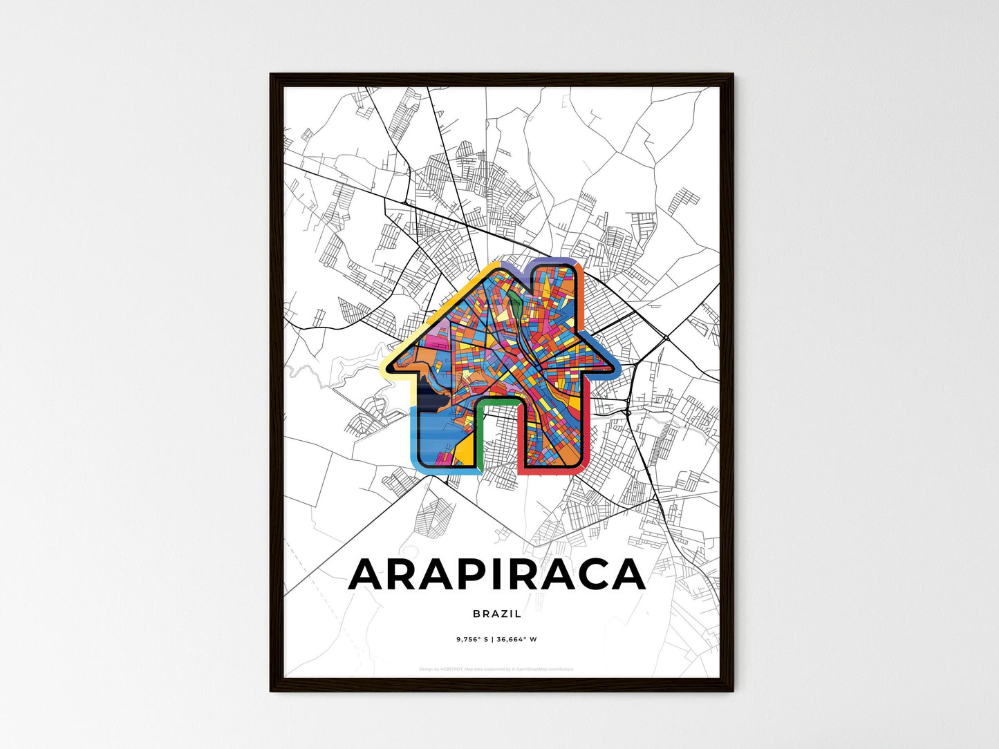 Arapiraca Brazil wedding art map with home icon